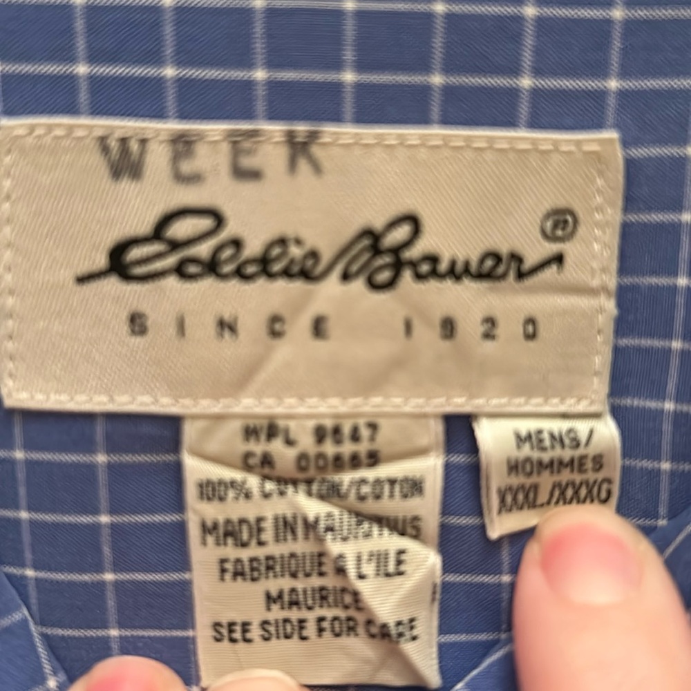 Eddie Bauer blue collared button down shirt size XXXL - Picture 2 of 6